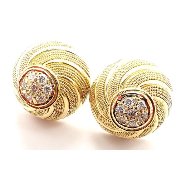 Tiffany & Co. Jewelry - Rare! Authentic Tiffany & Co 18k Yellow Gold Diamond Earrings